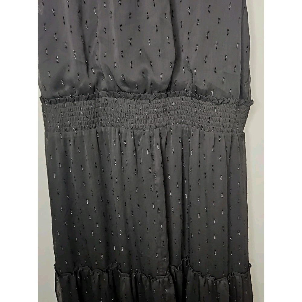 Draper James Dress XXL Black Tiered Smocked Maxi Metallic Boho Western Ethereal - Picture 10 of 14